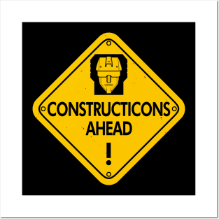 Constructicons Ahead Cool Villain Combiner Robot Road Sign Posters and Art